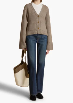 Khaite Knitwear-Scarlet Cardigan in Barley
