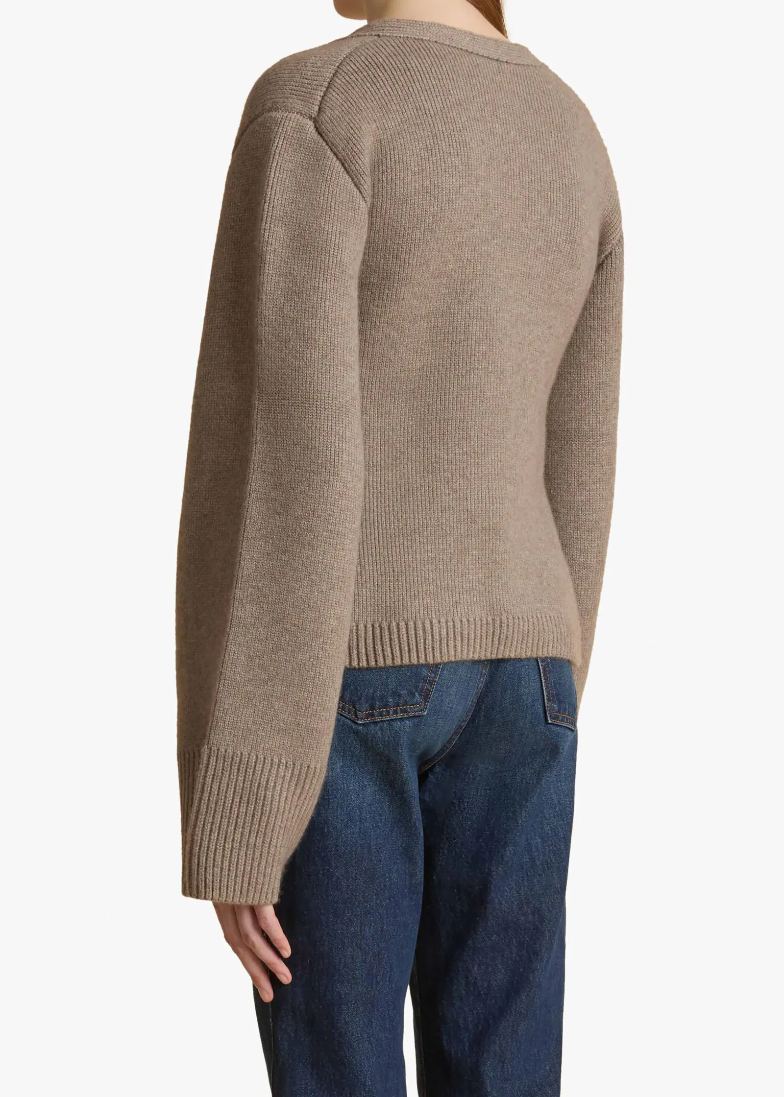 Khaite Knitwear-Scarlet Cardigan in Barley