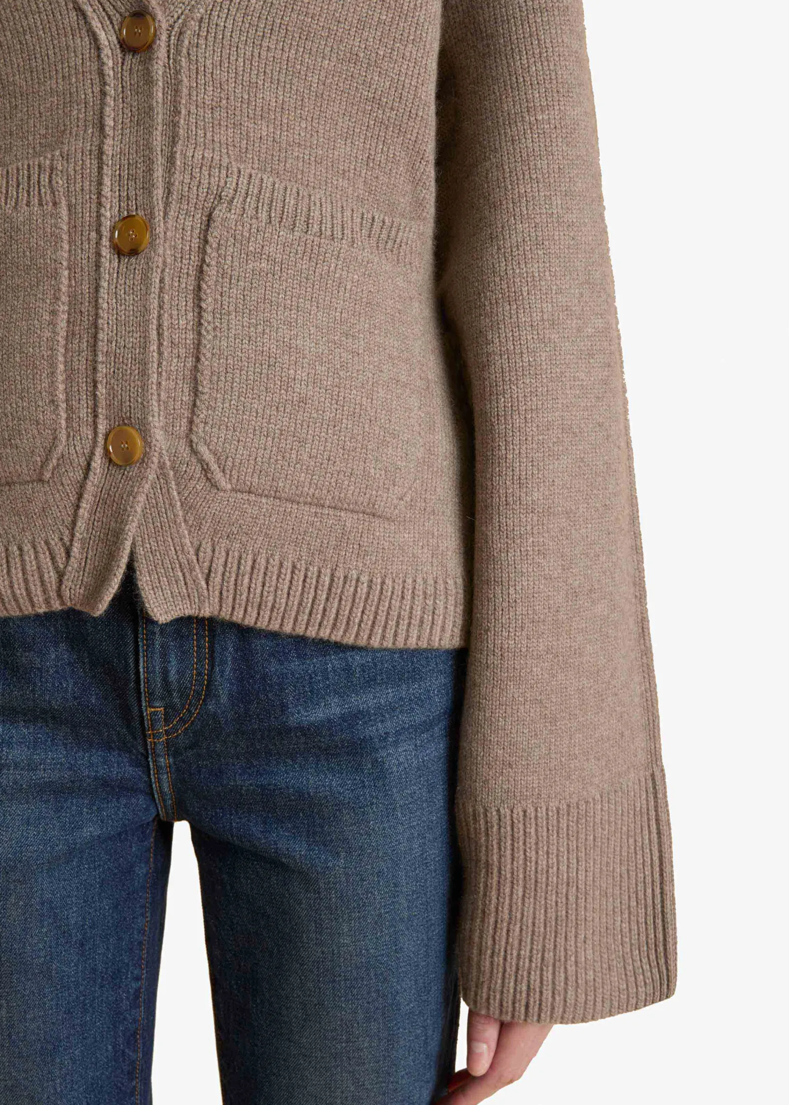 Khaite Knitwear-Scarlet Cardigan in Barley
