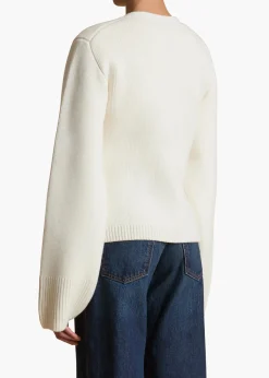 Khaite Knitwear-Scarlet Cardigan in Glaze