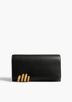 Khaite Evening-Sculpted Hand Clutch in Black Leather