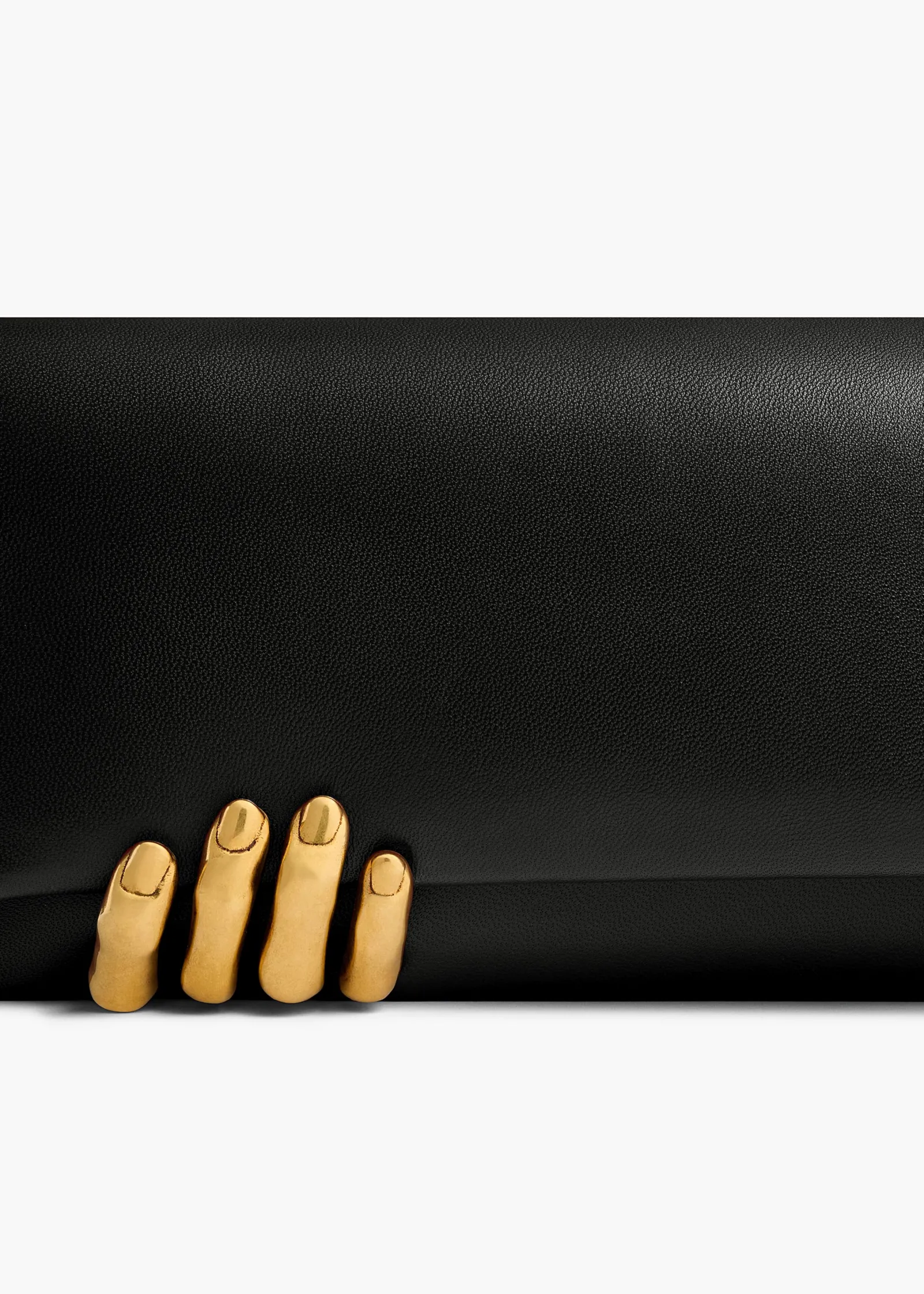 Khaite Evening-Sculpted Hand Clutch in Black Leather