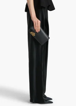 Khaite Evening-Sculpted Hand Clutch in Black Leather