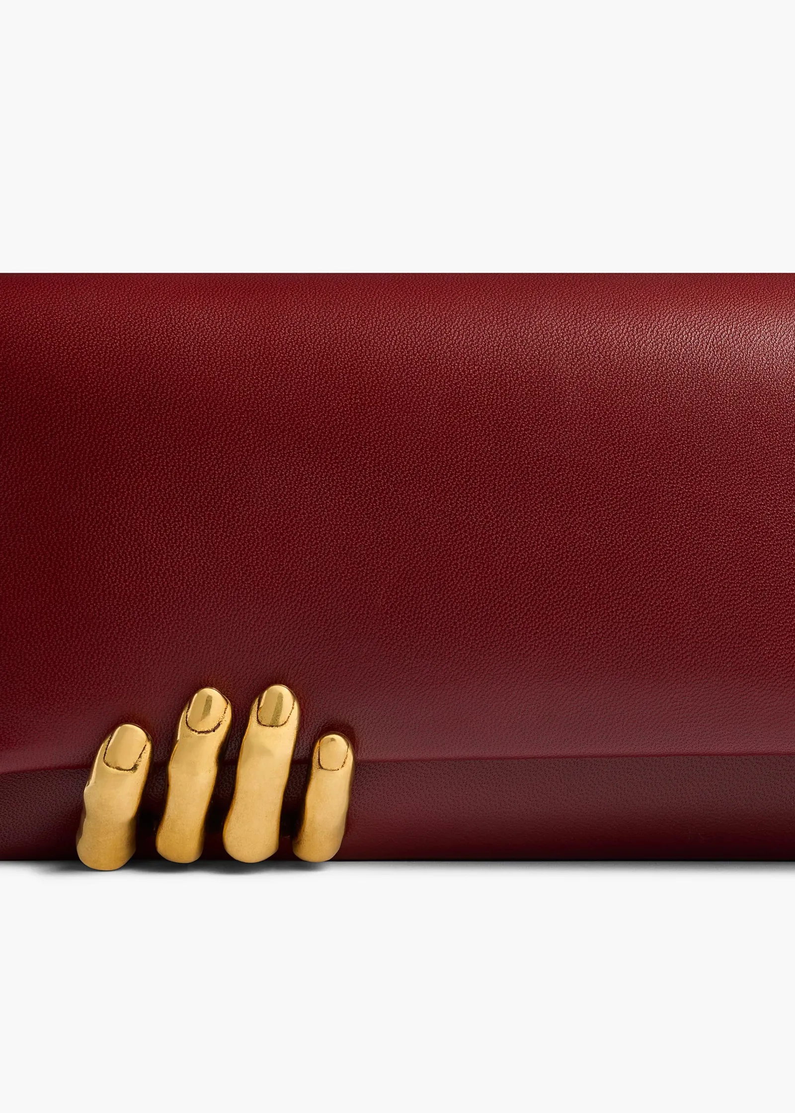 Khaite Evening-Sculpted Hand Clutch in Oxblood Leather