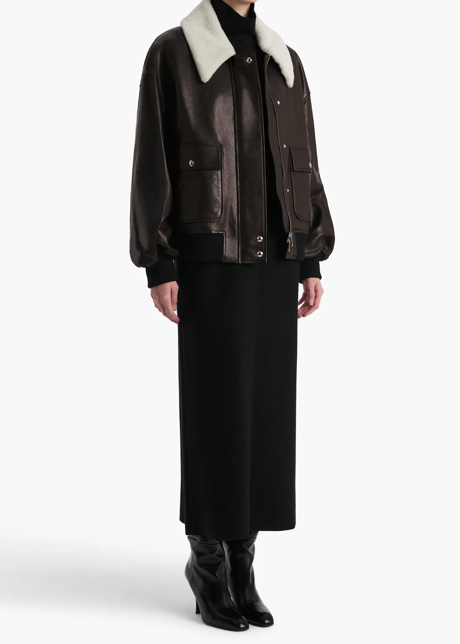 Khaite Leather|Outerwear & Coats-Shellar Jacket in Black Leather