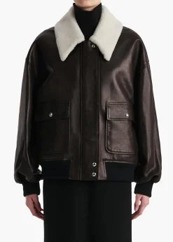 Khaite Leather|Outerwear & Coats-Shellar Jacket in Black Leather