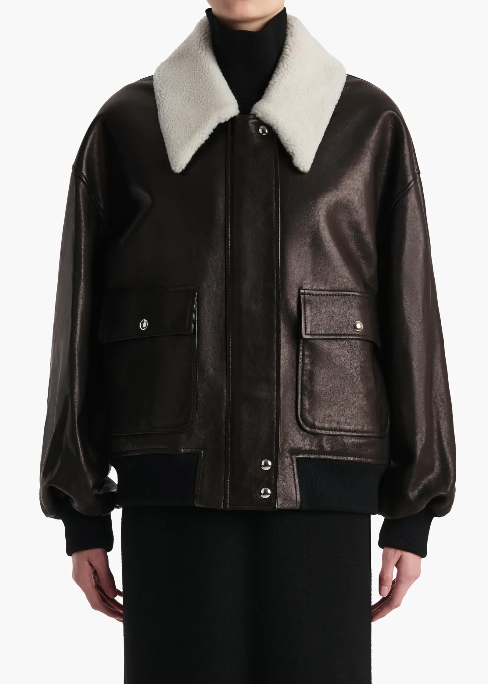 Khaite Leather|Outerwear & Coats-Shellar Jacket in Black Leather
