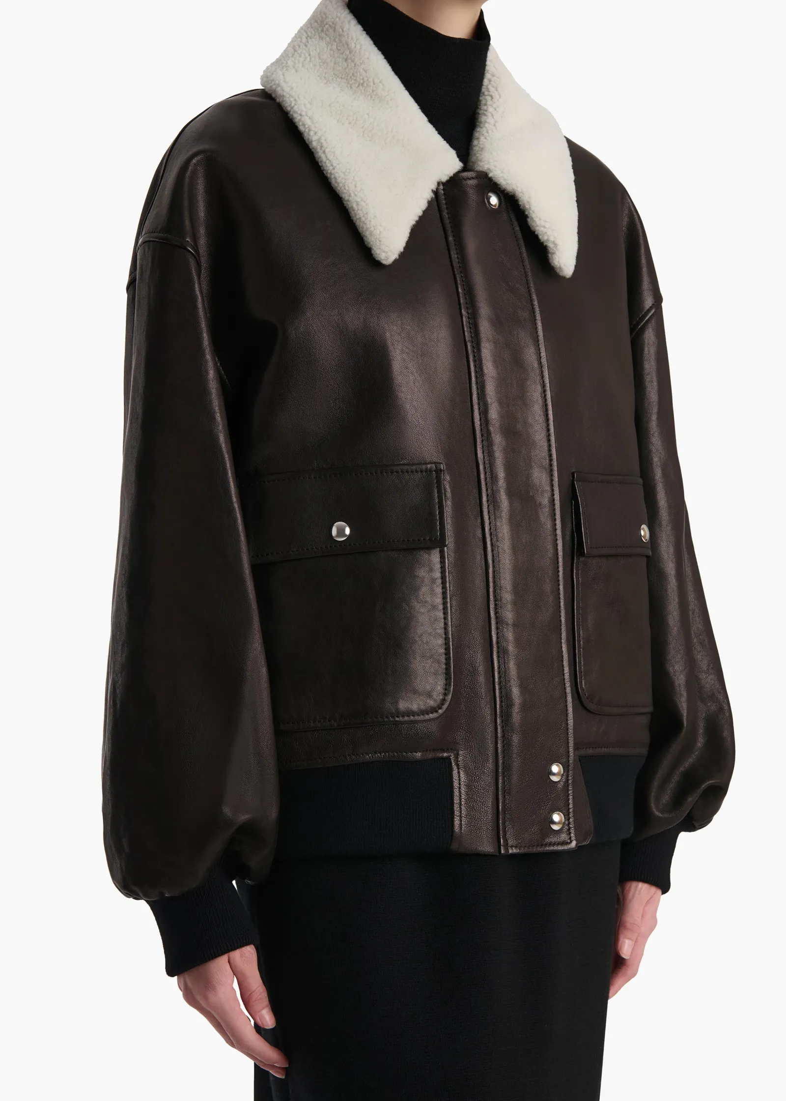 Khaite Leather|Outerwear & Coats-Shellar Jacket in Black Leather