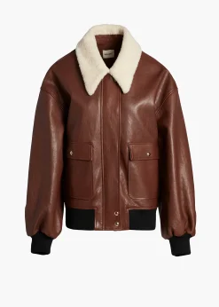 Khaite Leather|Outerwear & Coats-Shellar Jacket in Classic Brown Leather
