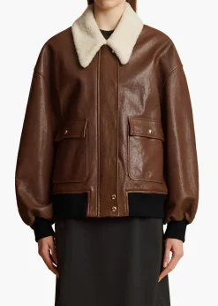 Khaite Leather|Outerwear & Coats-Shellar Jacket in Classic Brown Leather