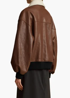Khaite Leather|Outerwear & Coats-Shellar Jacket in Classic Brown Leather