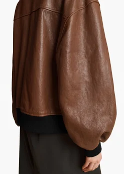 Khaite Leather|Outerwear & Coats-Shellar Jacket in Classic Brown Leather