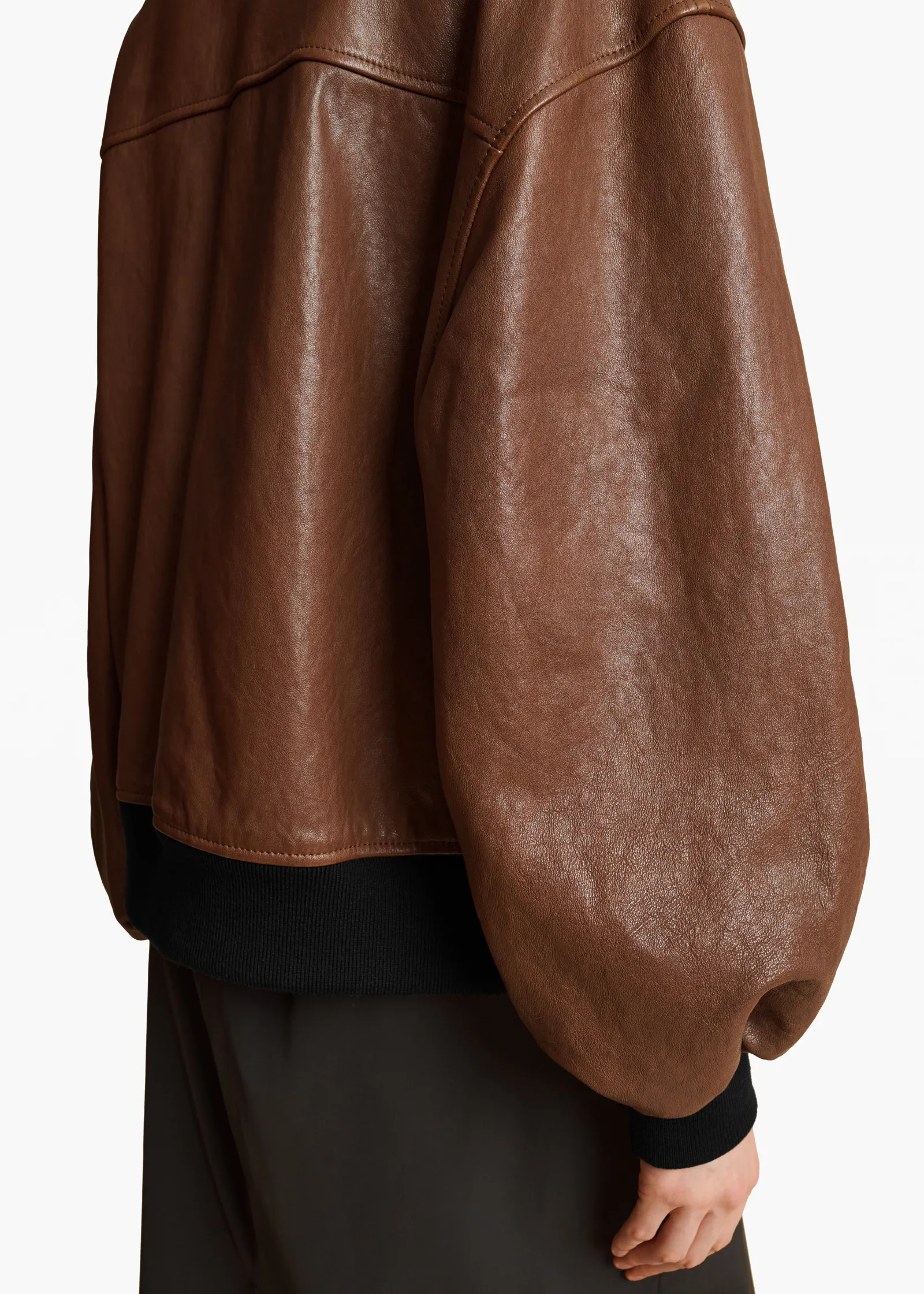 Khaite Leather|Outerwear & Coats-Shellar Jacket in Classic Brown Leather