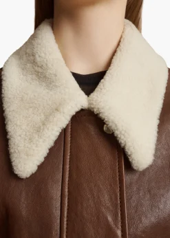 Khaite Leather|Outerwear & Coats-Shellar Jacket in Classic Brown Leather