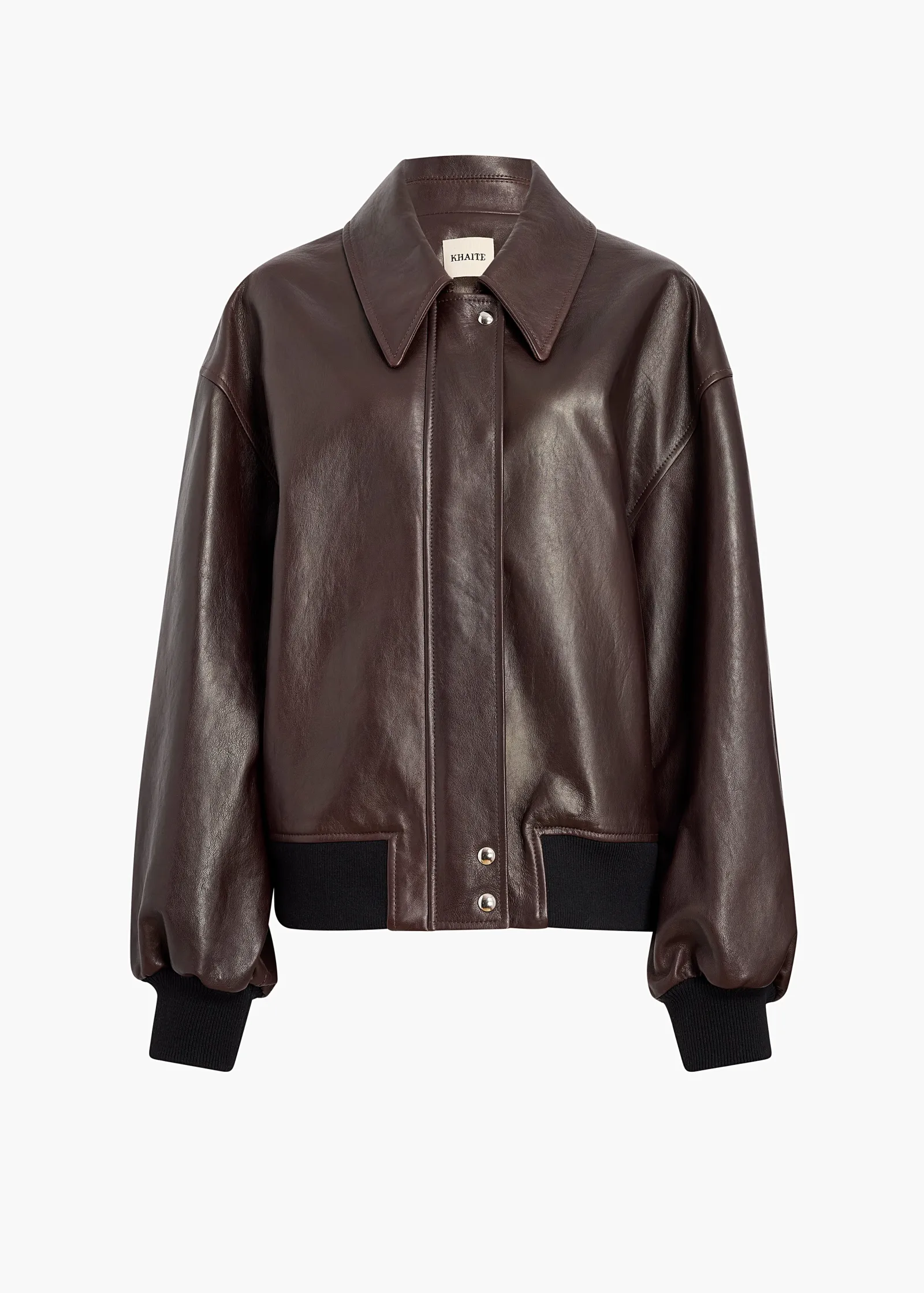 Khaite Leather|Outerwear & Coats-Shelman Jacket in Dark Brown Leather
