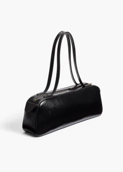 Khaite Shoulder Bags-Simona Shoulder Bag in Black Crackle Patent Leather