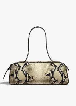 Khaite Shoulder Bags-Simona Shoulder Bag in Natural Python-Embossed Leather