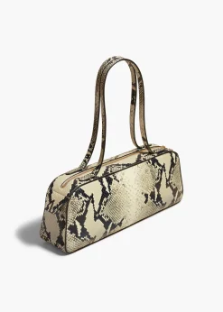 Khaite Shoulder Bags-Simona Shoulder Bag in Natural Python-Embossed Leather