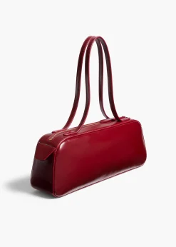 Khaite Shoulder Bags-Simona Shoulder Bag in Oxblood Crackle Patent Leather