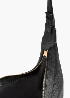 Khaite Crossbody Bags-Small Augustina Crossbody Bag in Black Pebbled Leather
