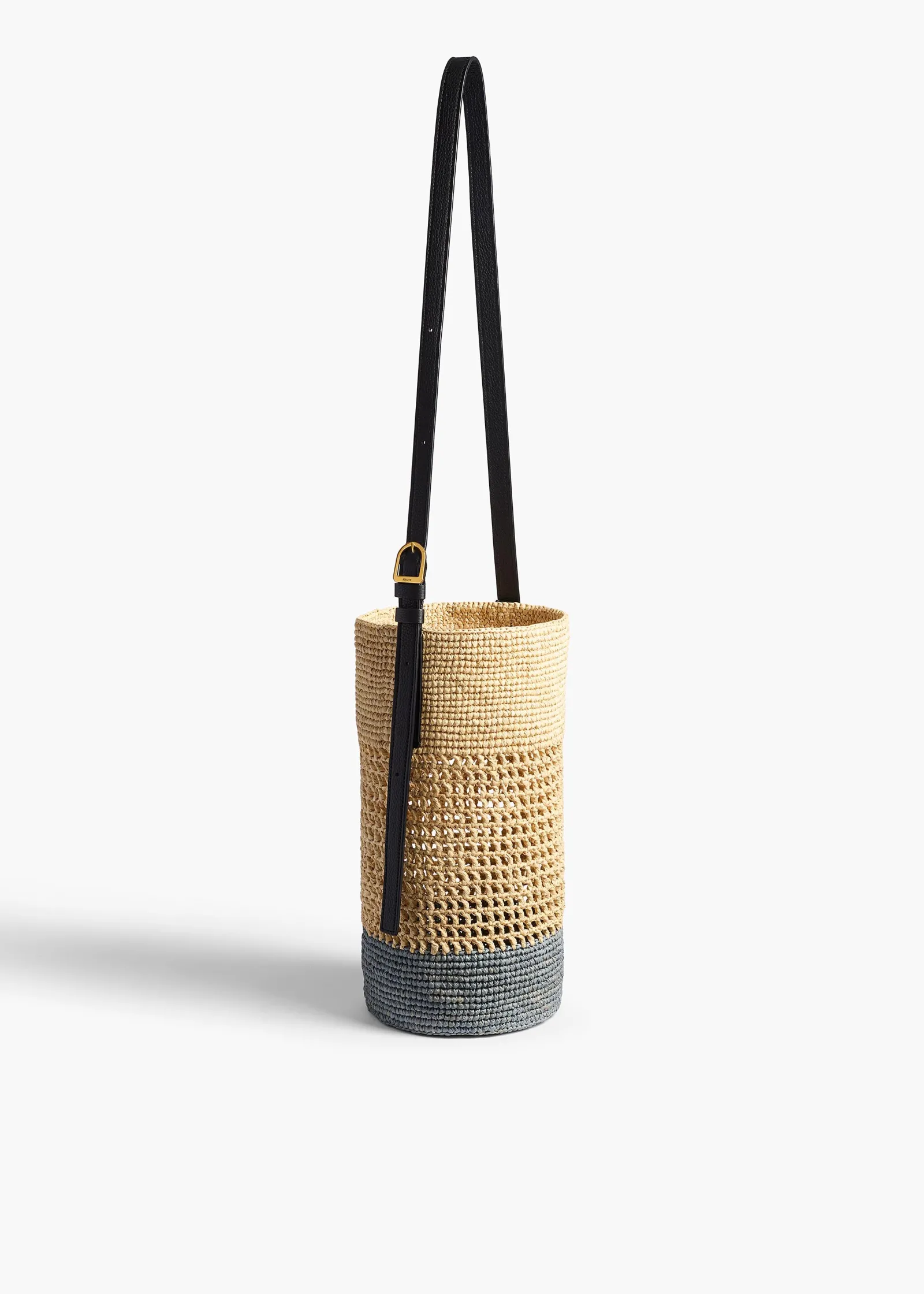 Khaite Totes-Small Billie Bucket Bag in Natural and Lead Raffia