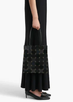Khaite Totes-Small Emma Tote in Black Haircalf Multi Leather