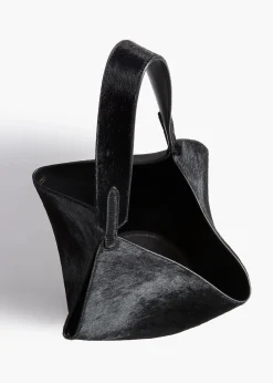 Khaite Totes-Small Lotus Tote in Black Haircalf