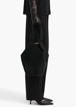 Khaite Totes-Small Lotus Tote in Black Haircalf