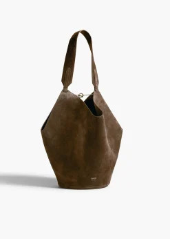 Khaite Totes-Small Lotus Tote in Cedar Suede