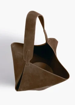 Khaite Totes-Small Lotus Tote in Cedar Suede