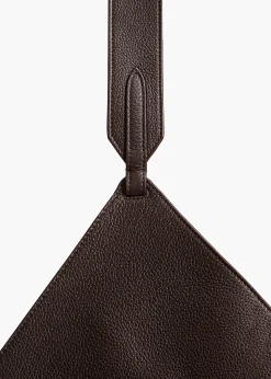 Khaite Totes-Small Lotus Tote in Dark Brown Pebbled Leather