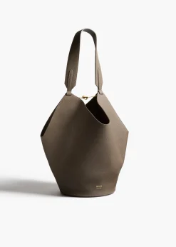 Khaite Totes-Small Lotus Tote in Elephant Pebbled Leather