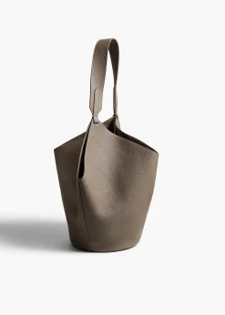 Khaite Totes-Small Lotus Tote in Elephant Pebbled Leather