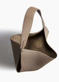 Khaite Totes-Small Lotus Tote in Elephant Pebbled Leather