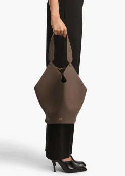 Khaite Totes-Small Lotus Tote in Elephant Pebbled Leather