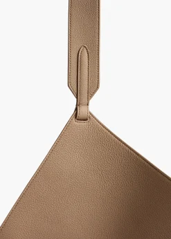 Khaite Totes-Small Lotus Tote in Mokka Pebbled Leather