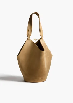 Khaite Totes-Small Lotus Tote in Mud Suede