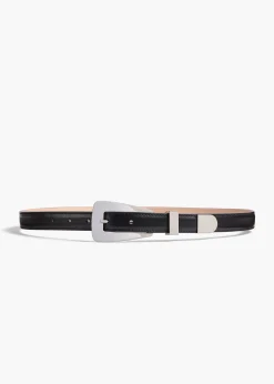 Khaite Belts-Small Lucca Belt in Black Leather with Silver