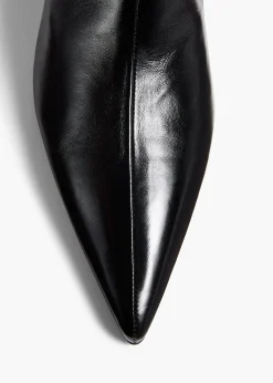 Khaite Boots-Sybil Ankle Boot in Black Glazed Leather