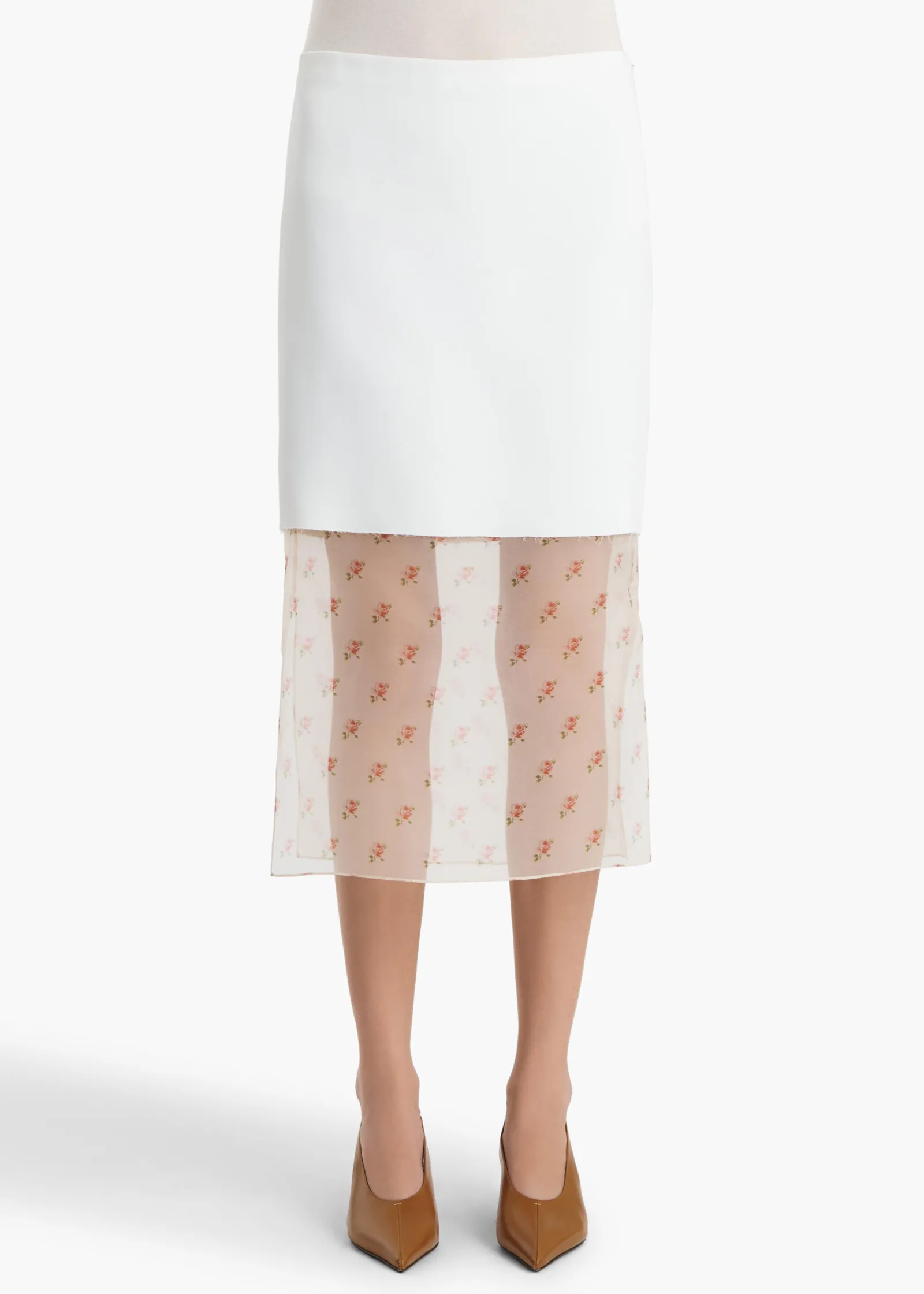 Khaite Skirts & Shorts-Sybil Skirt in Chalk with Ditsy Rose Print