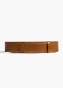 Khaite Belts-Theo Waist Belt in Dark Honey Leather