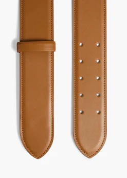 Khaite Belts-Theo Waist Belt in Dark Honey Leather