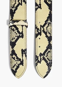 Khaite Belts-Theo Waist Belt in Natural Python-Embossed Leather