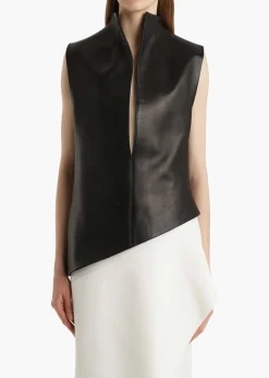 Khaite Leather|Shirts & Tops-Von Top in Black Leather