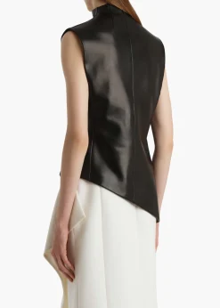 Khaite Leather|Shirts & Tops-Von Top in Black Leather