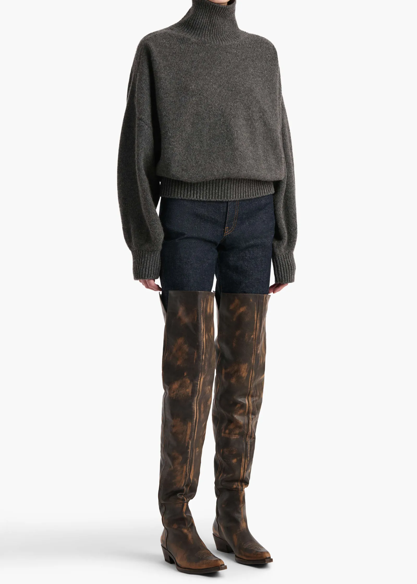 Khaite Knitwear-Willem Sweater in Stone