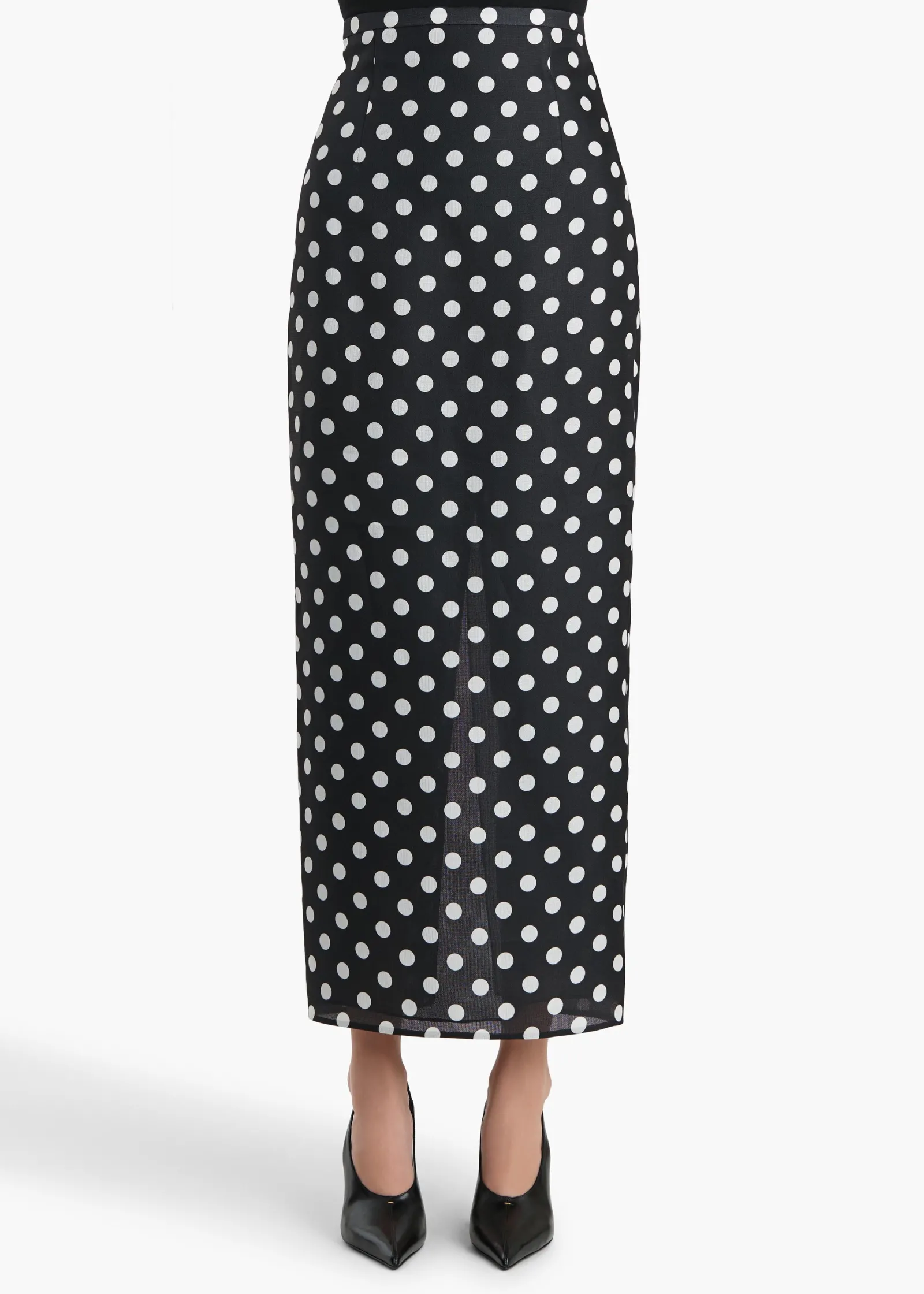 Khaite Leather|Skirts & Shorts-Winton Skirt in Black with White Dots