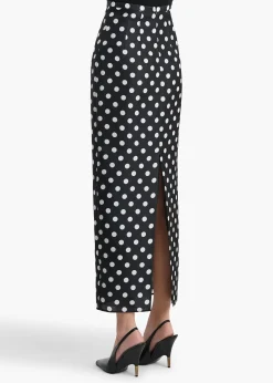 Khaite Leather|Skirts & Shorts-Winton Skirt in Black with White Dots
