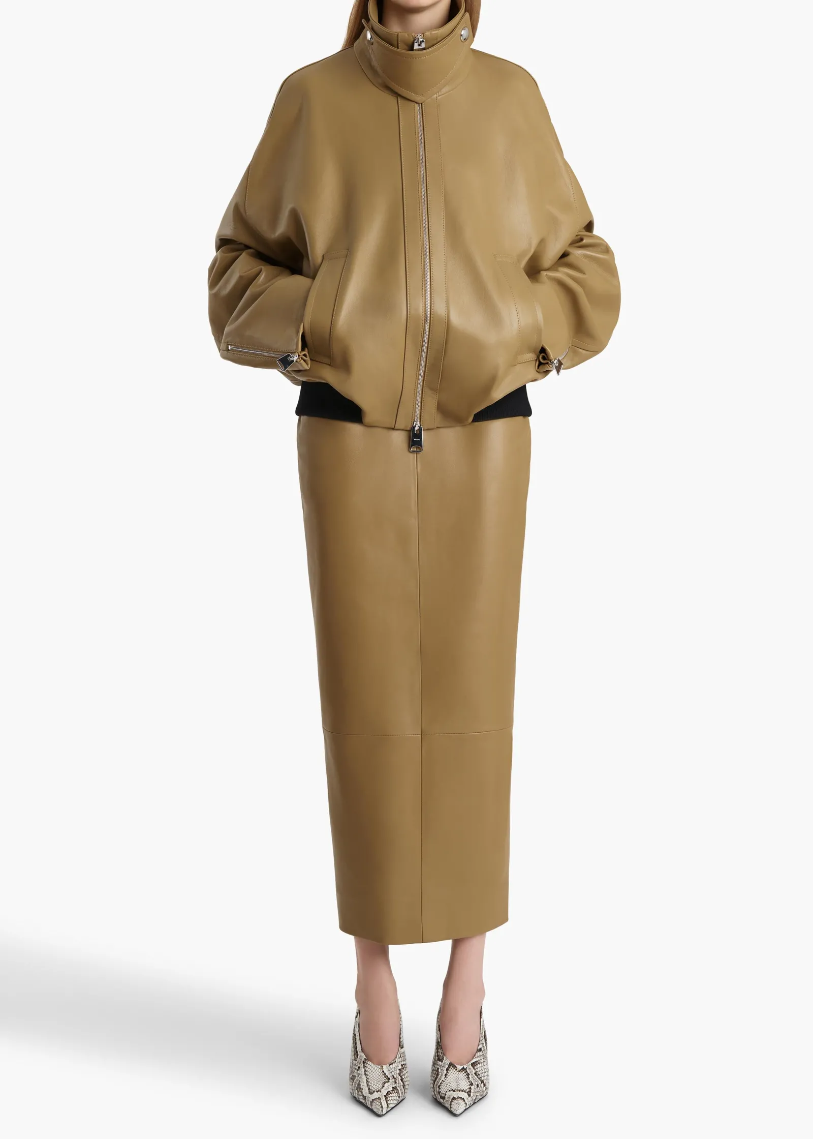Khaite Skirts & Shorts|Leather-Winton Skirt in Golden Ochre