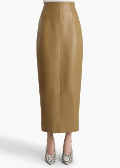 Khaite Skirts & Shorts|Leather-Winton Skirt in Golden Ochre